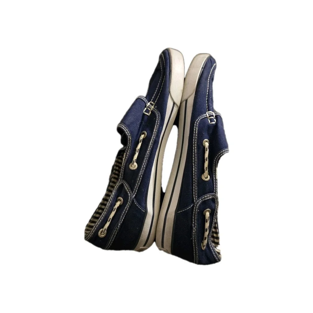 Nautica NM2277N Men's 10.5 Canvas Boat Shoes Navy Deck Slip-On‎ Lace Casual 44.5